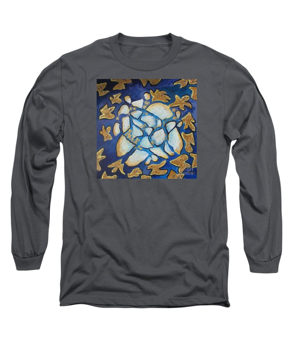 Abstract Long Sleeve T-Shirt featuring the painting Tikkun Olam Heal the World by Laurie Morgan