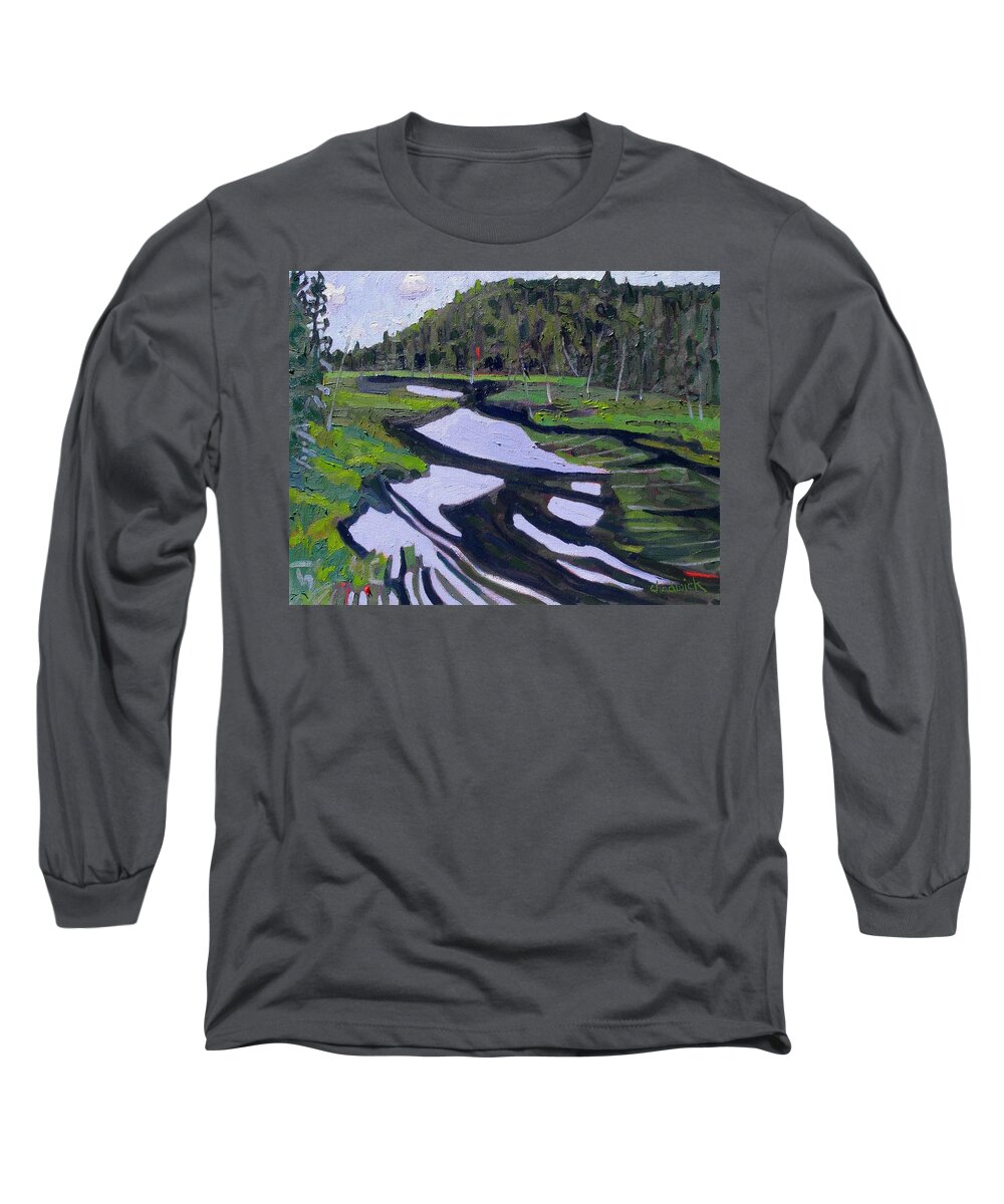 Tim Long Sleeve T-Shirt featuring the painting Tim River - Algonquin by Phil Chadwick
