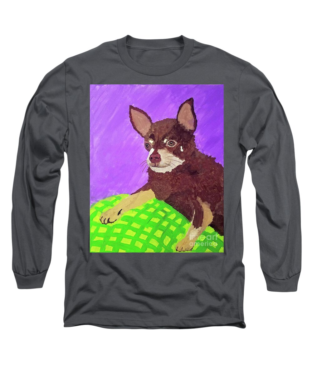 Pet Long Sleeve T-Shirt featuring the painting Token Date With Paint Mar 19 by Ania M Milo