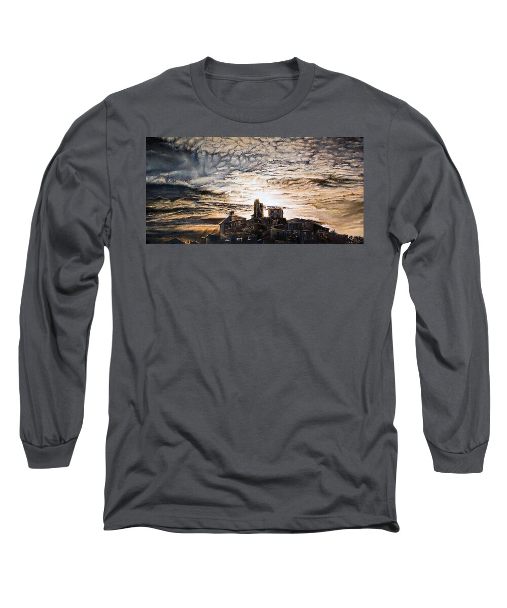 Landscapes Long Sleeve T-Shirt featuring the painting Top of the Village by Michelangelo Rossi