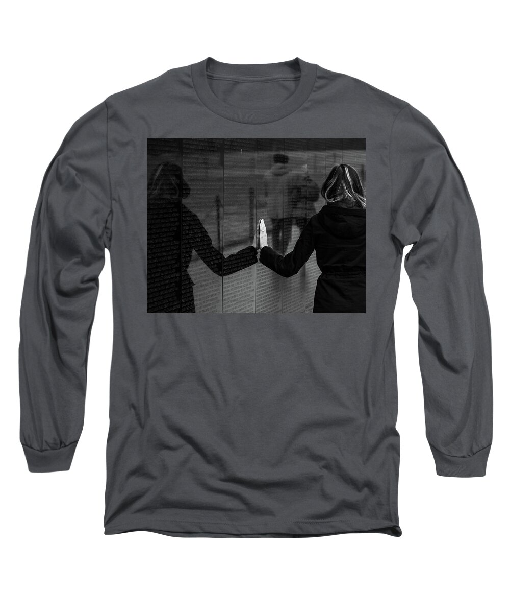 Vietnam Memorial Long Sleeve T-Shirt featuring the photograph Touching Moment by Dennis Dame