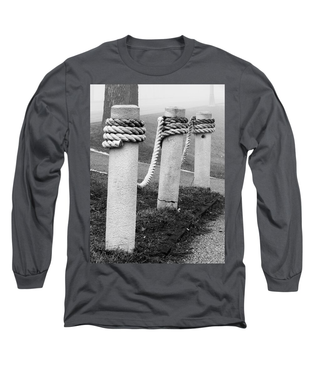 Black And White Long Sleeve T-Shirt featuring the photograph Tow the Line by Wild Thing