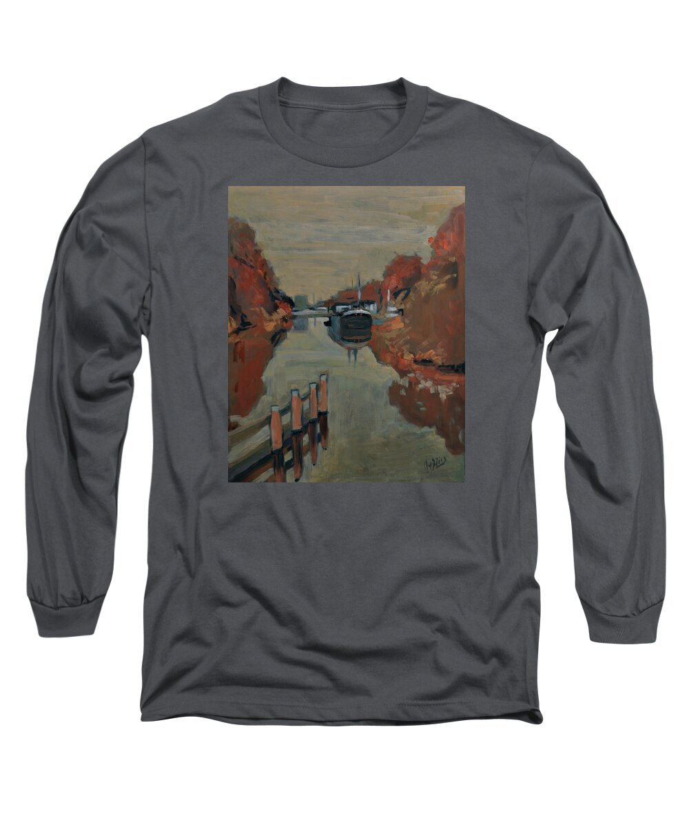 Harbour Long Sleeve T-Shirt featuring the painting Towards Pius Harbour by Nop Briex