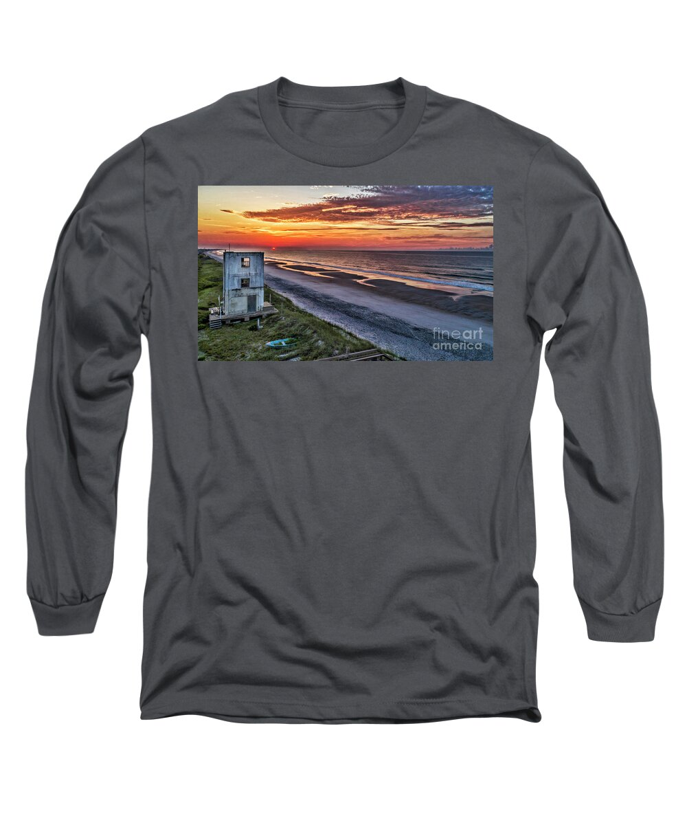 Surf City Long Sleeve T-Shirt featuring the photograph Tower Sunrise by DJA Images