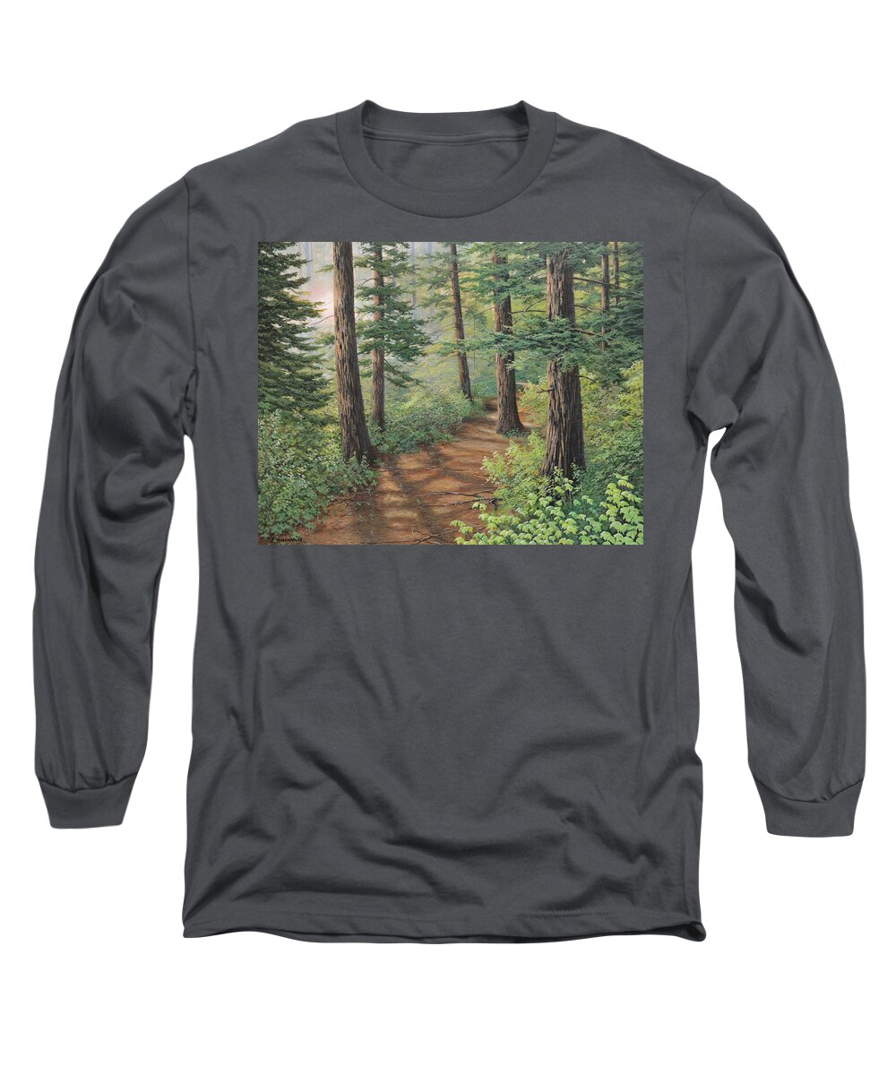 Jake Vandenbrink Long Sleeve T-Shirt featuring the painting Trail of Green by Jake Vandenbrink