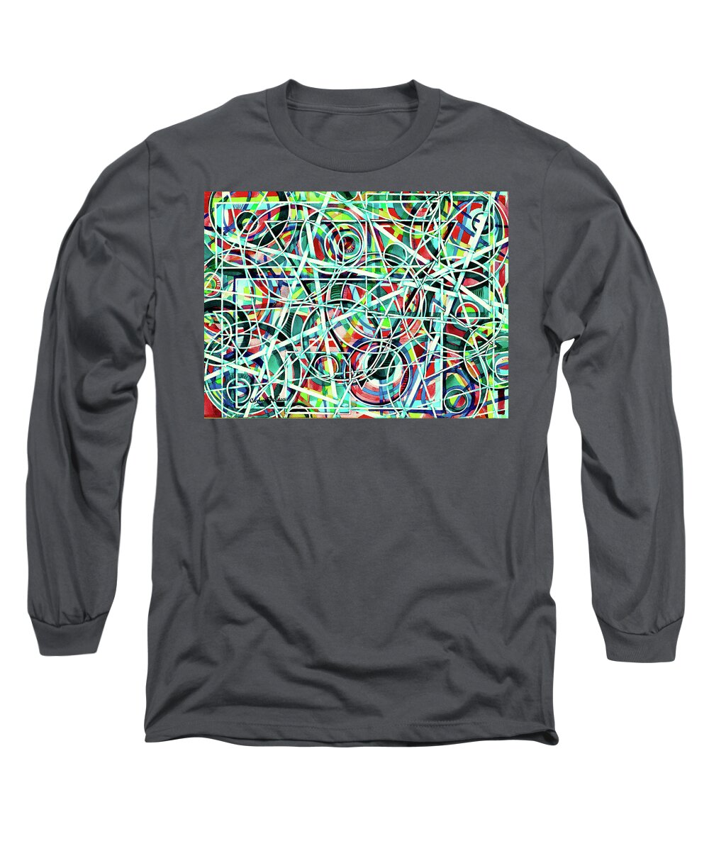 Original Art Long Sleeve T-Shirt featuring the painting Triangle Interlacing by Carolyn Coffey Wallace