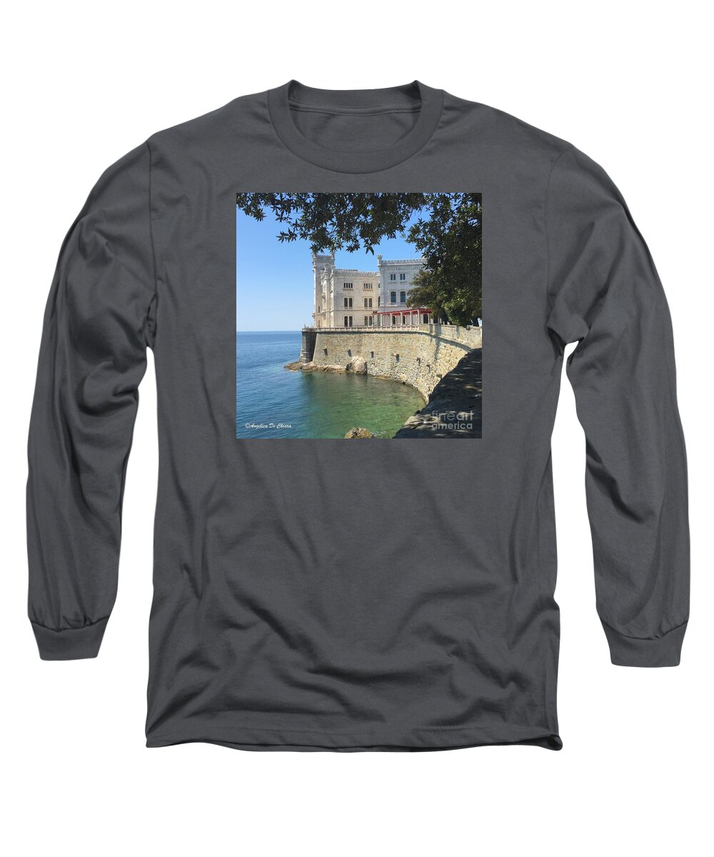 Cityscape Long Sleeve T-Shirt featuring the photograph Trieste- Miramare castle by Italian Art