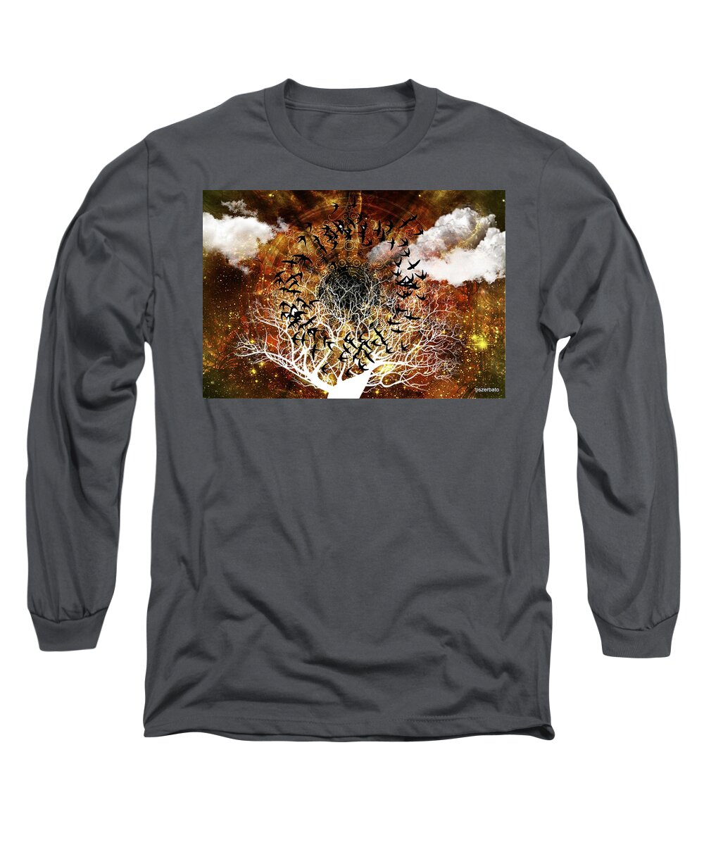Birds Long Sleeve T-Shirt featuring the digital art Try Everything by Paulo Zerbato