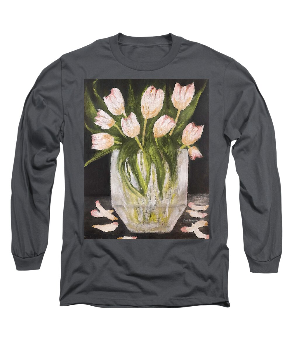 Tulips Long Sleeve T-Shirt featuring the painting Tulips by Dick Bourgault