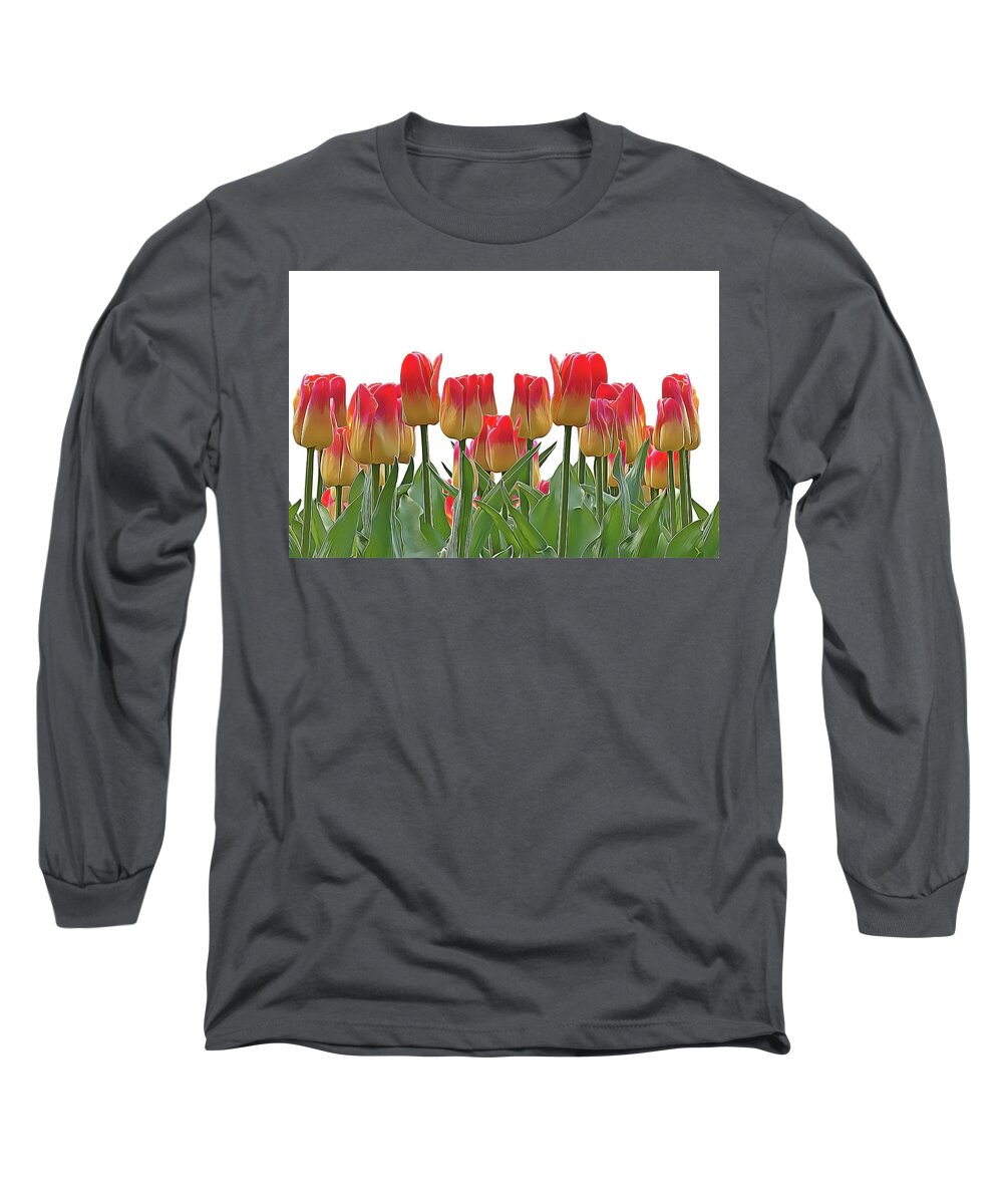 Tulips Long Sleeve T-Shirt featuring the painting Tulips by Harry Warrick
