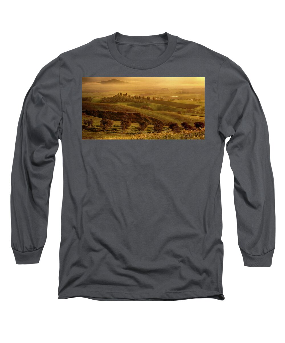 Tuscany Long Sleeve T-Shirt featuring the photograph Tuscan Villa by Rob Davies