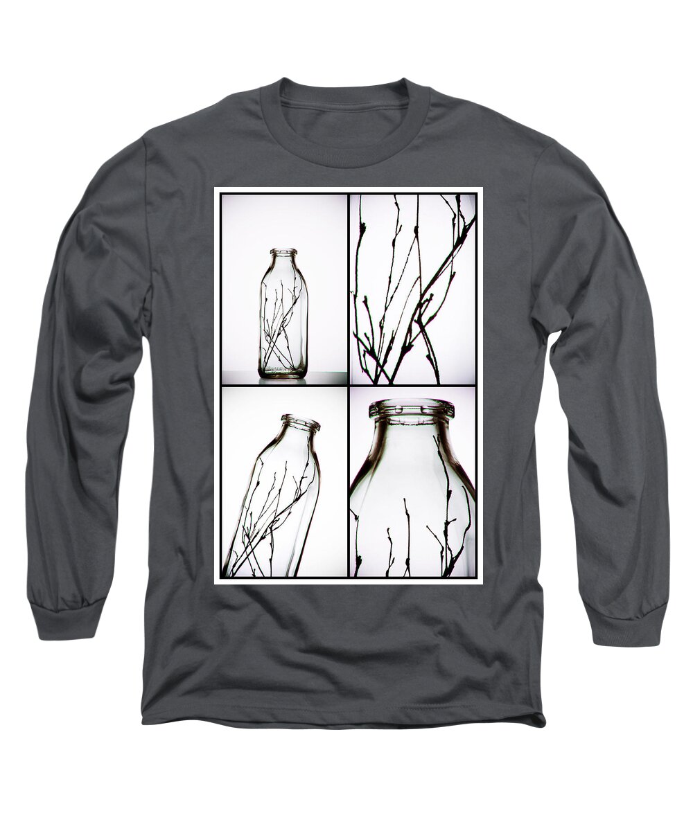 B&w Long Sleeve T-Shirt featuring the photograph Twigs - Four Panel by Tom Mc Nemar