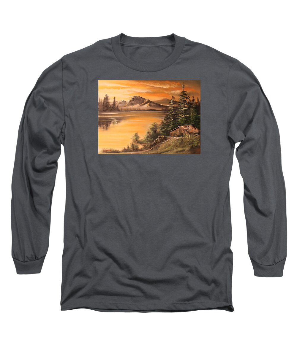 Landscape Long Sleeve T-Shirt featuring the painting Twilight by Remegio Onia
