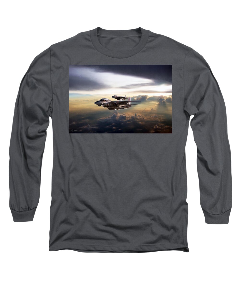 Aviation Long Sleeve T-Shirt featuring the digital art Twilight's Last Gleaming by Peter Chilelli