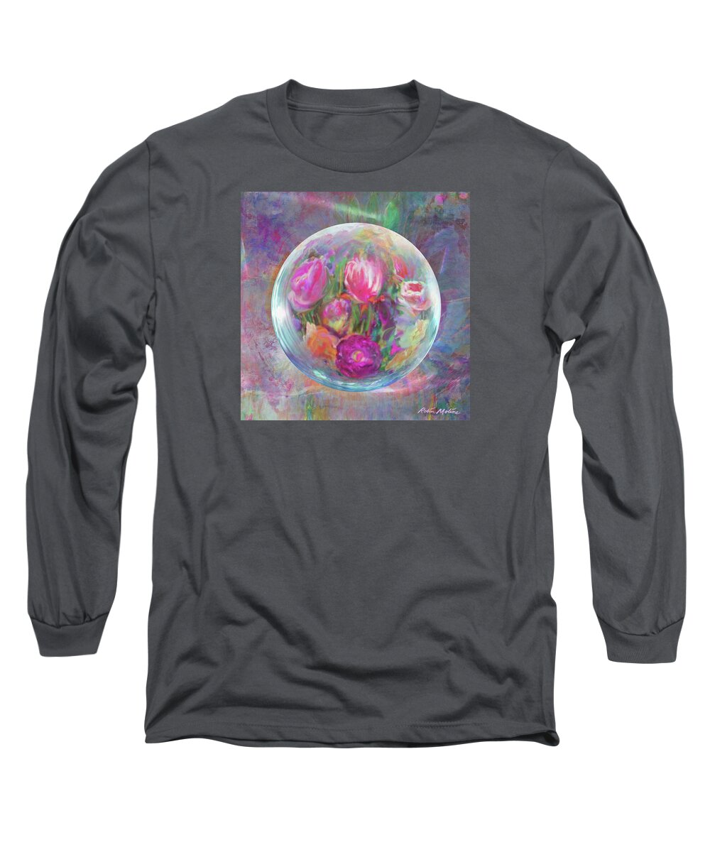Tulip Abstract Long Sleeve T-Shirt featuring the digital art Tulip Twirl by Robin Moline