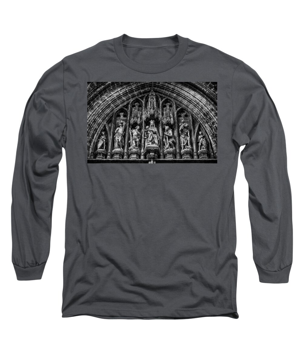 Blessed Long Sleeve T-Shirt featuring the photograph Tympanum from Notre Dame du Sablon by Pablo Lopez