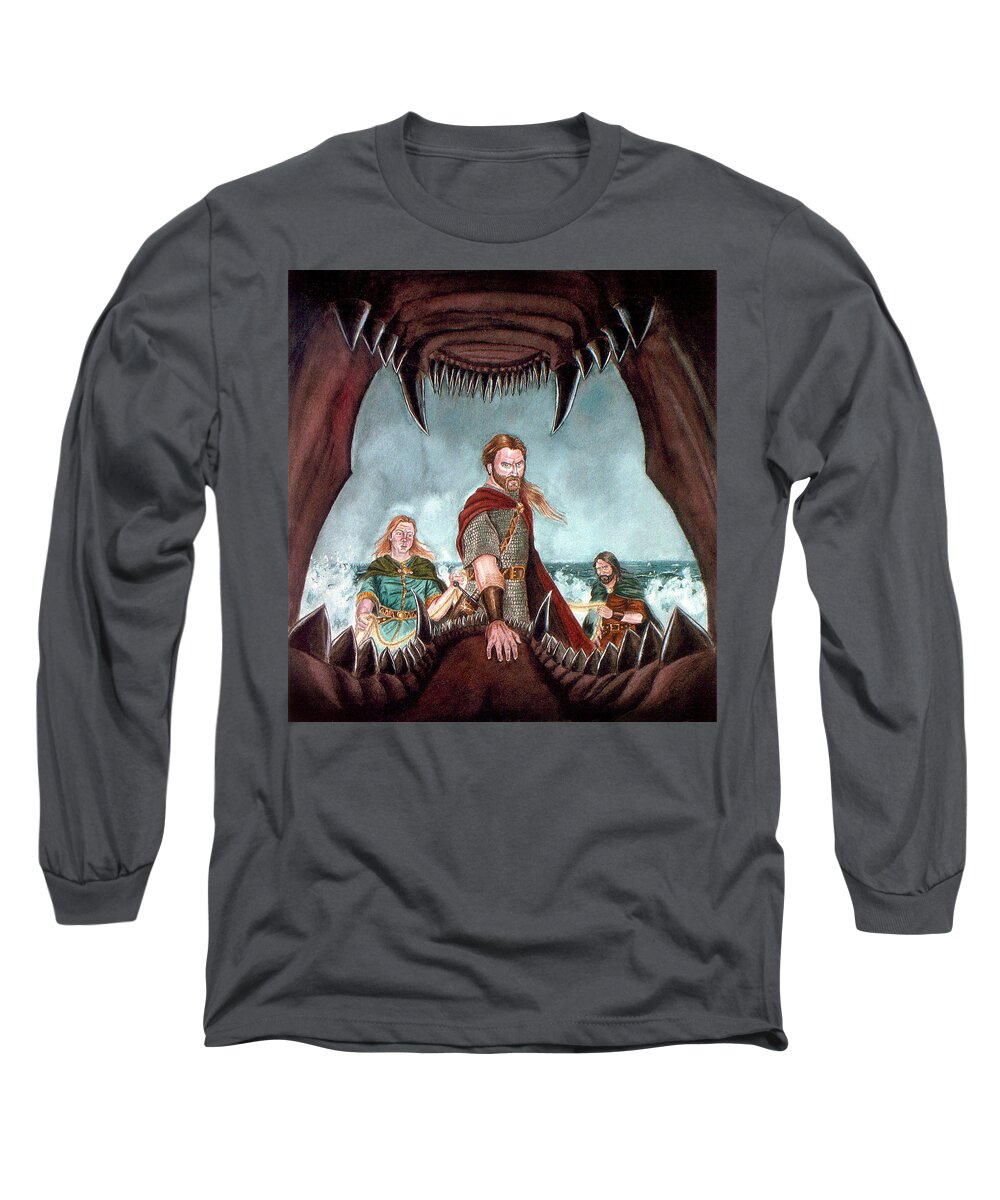 Viking Long Sleeve T-Shirt featuring the painting Tyr's Challenge by Norman Klein