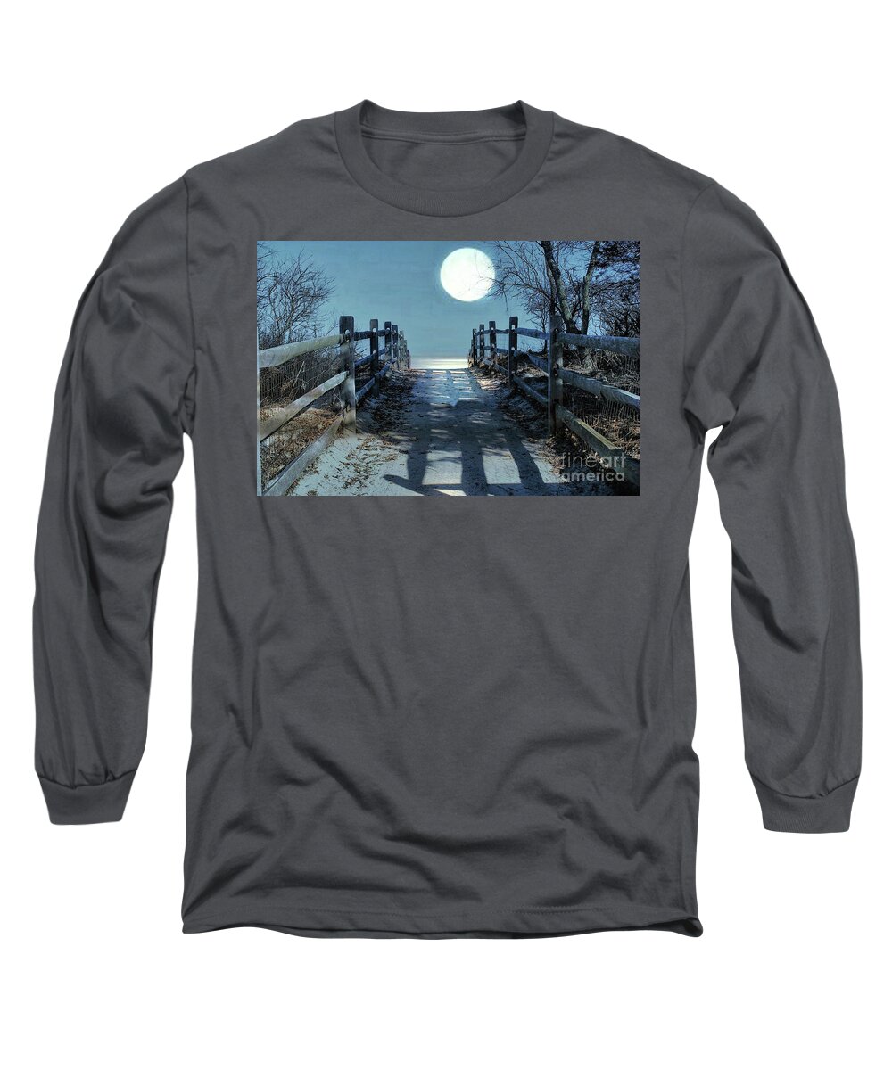 Sand Long Sleeve T-Shirt featuring the photograph Under The Moonbeams by Judy Palkimas
