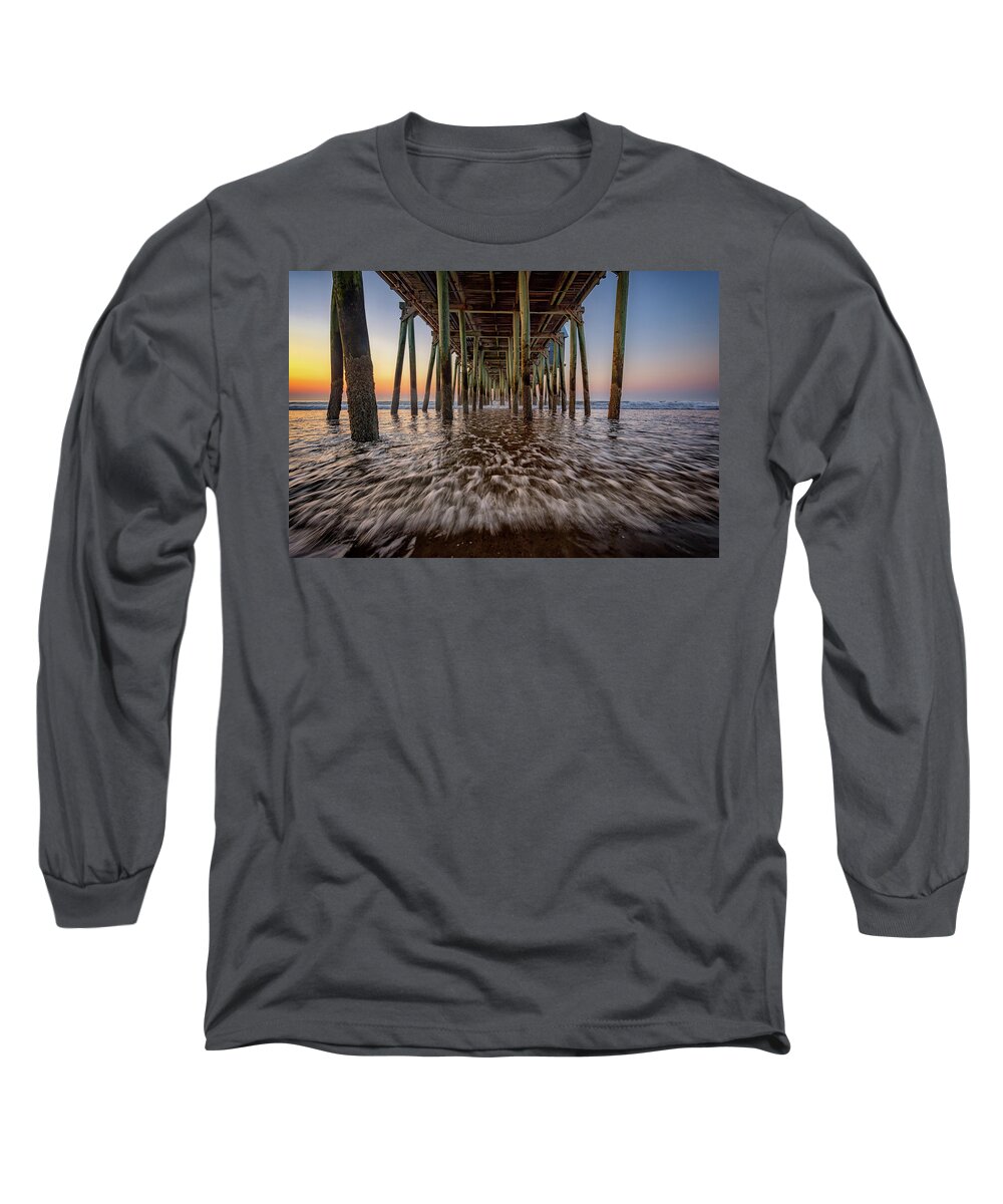 Old Orchard Beach Long Sleeve T-Shirt featuring the photograph Under the Pier at Old Orchard Beach by Rick Berk