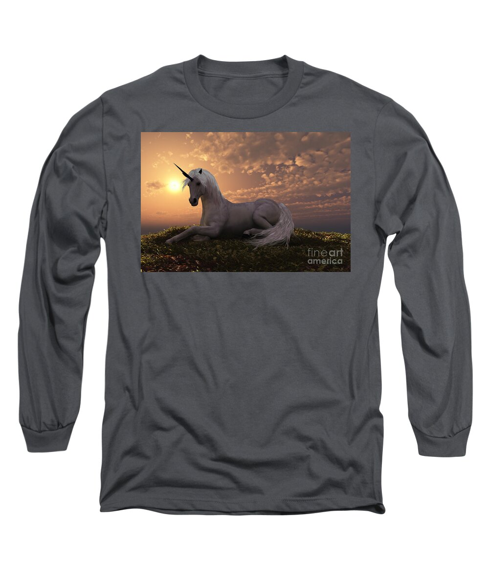 Unicorn Long Sleeve T-Shirt featuring the painting Unicorn by Corey Ford
