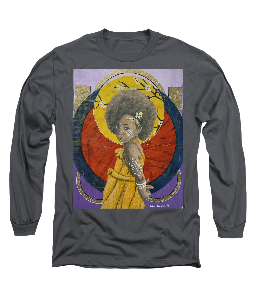 Girl Long Sleeve T-Shirt featuring the mixed media Untitled Ascension by Edmund Royster