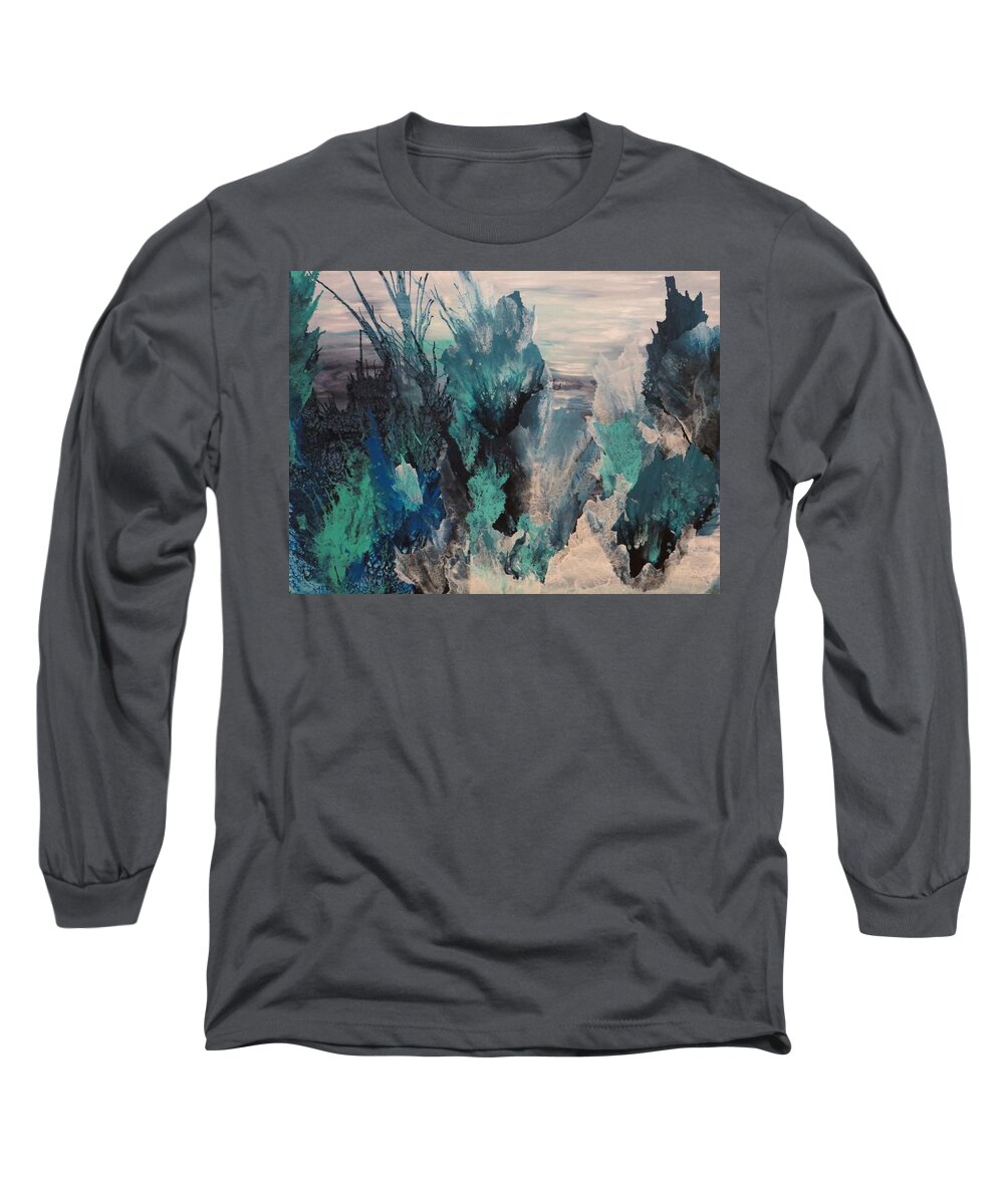Abstract Long Sleeve T-Shirt featuring the painting Unveiled by Soraya Silvestri