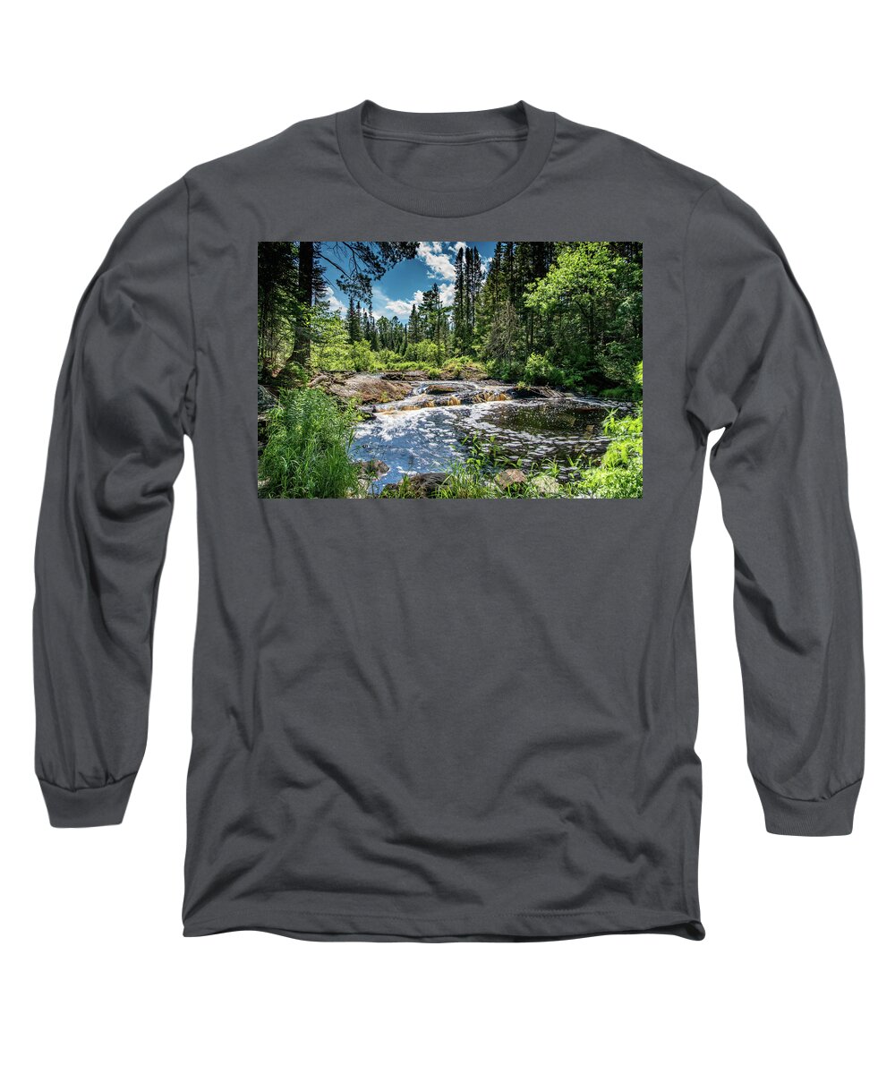 Clouds Long Sleeve T-Shirt featuring the photograph Upper Tioga Falls by Paul LeSage