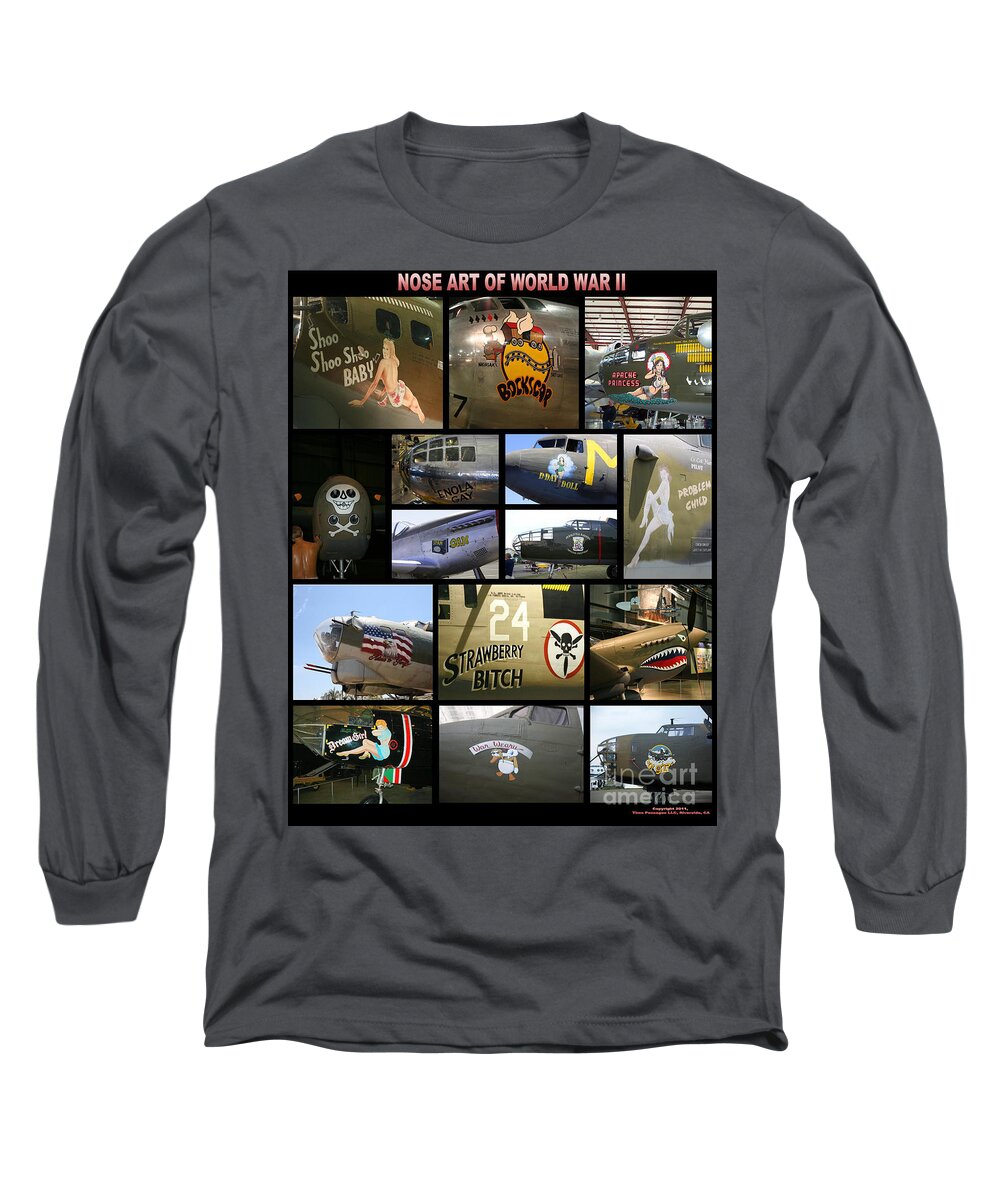 Usaaf Long Sleeve T-Shirt featuring the photograph USAAF Nose Art of World War II by Tommy Anderson