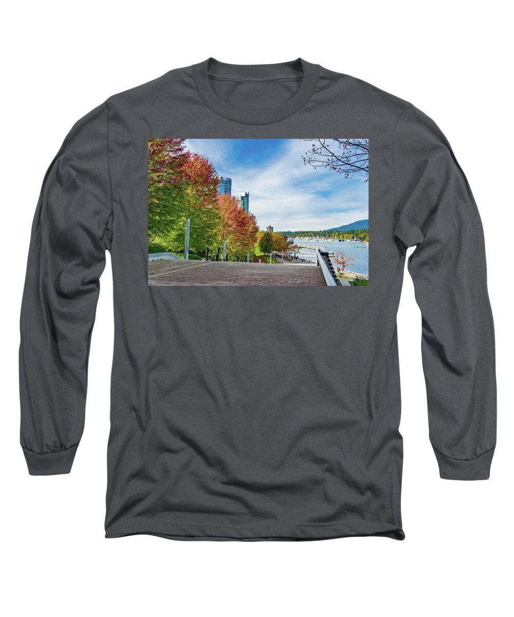 Fall Long Sleeve T-Shirt featuring the photograph Vancouver - Fall at Coal harbour by David Lee