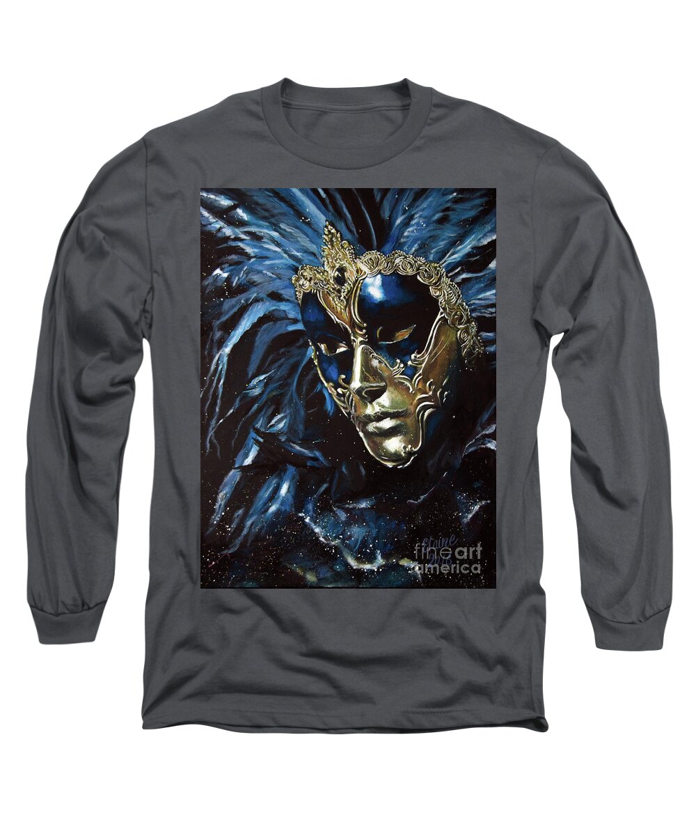 Venetian Long Sleeve T-Shirt featuring the painting Venetian Mask 2 by Elaine Berger