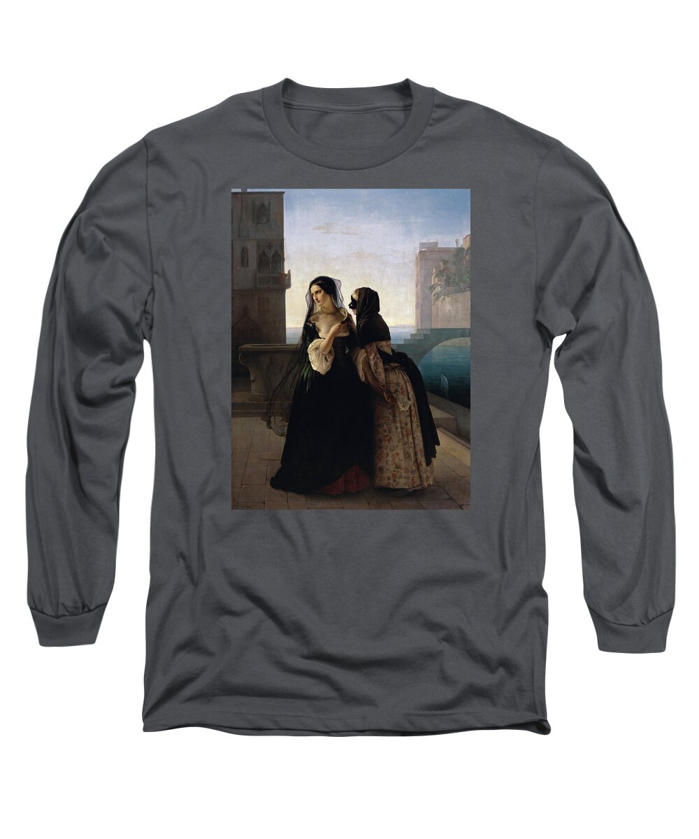 Francesco Hayez Long Sleeve T-Shirt featuring the painting Vengeance is Sworn by Francesco Hayez