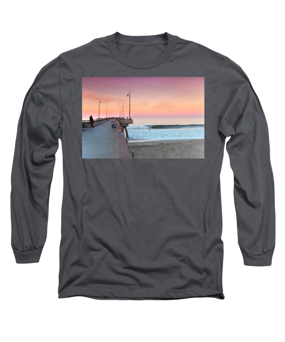  Venice Beach Long Sleeve T-Shirt featuring the photograph Venice Dawn by Sean Davey