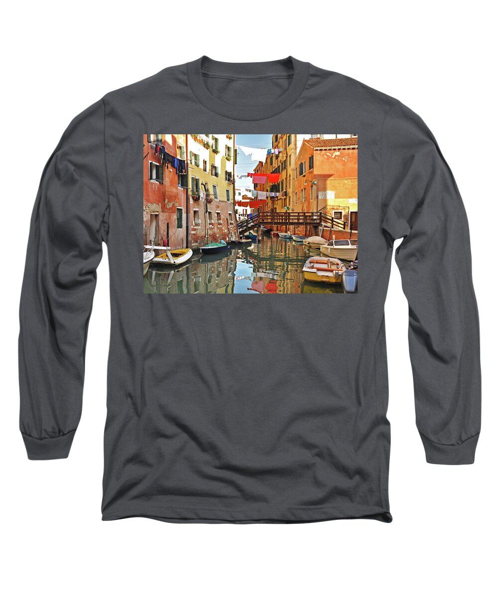 Venice Italy Long Sleeve T-Shirt featuring the photograph Venice Dry Cycle - Venice, Italy by Denise Strahm