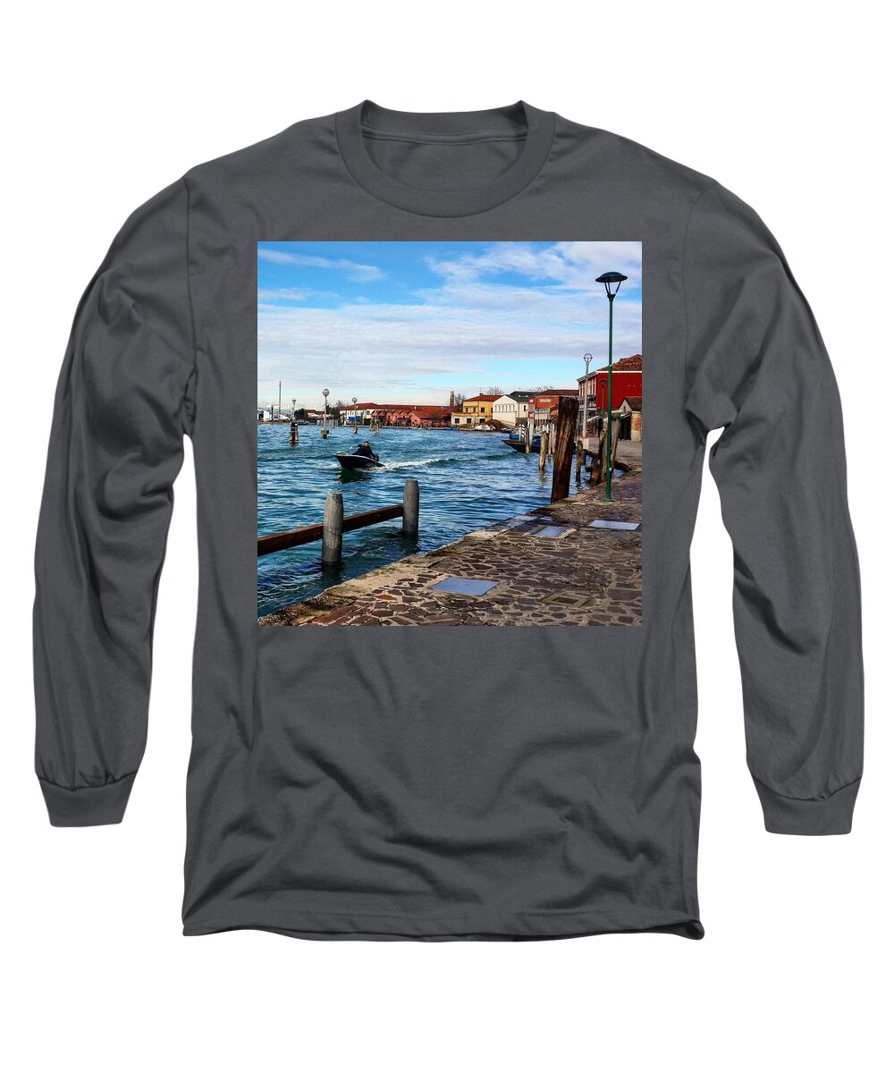 Venice Long Sleeve T-Shirt featuring the photograph Venice pathways by Lush Life Travel