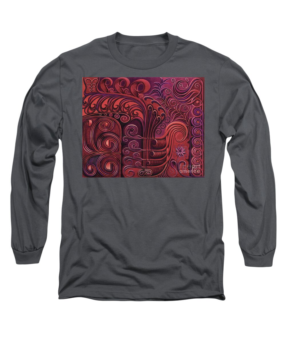 Fine Art Long Sleeve T-Shirt featuring the drawing Vermilion Curl's by Scott Brennan