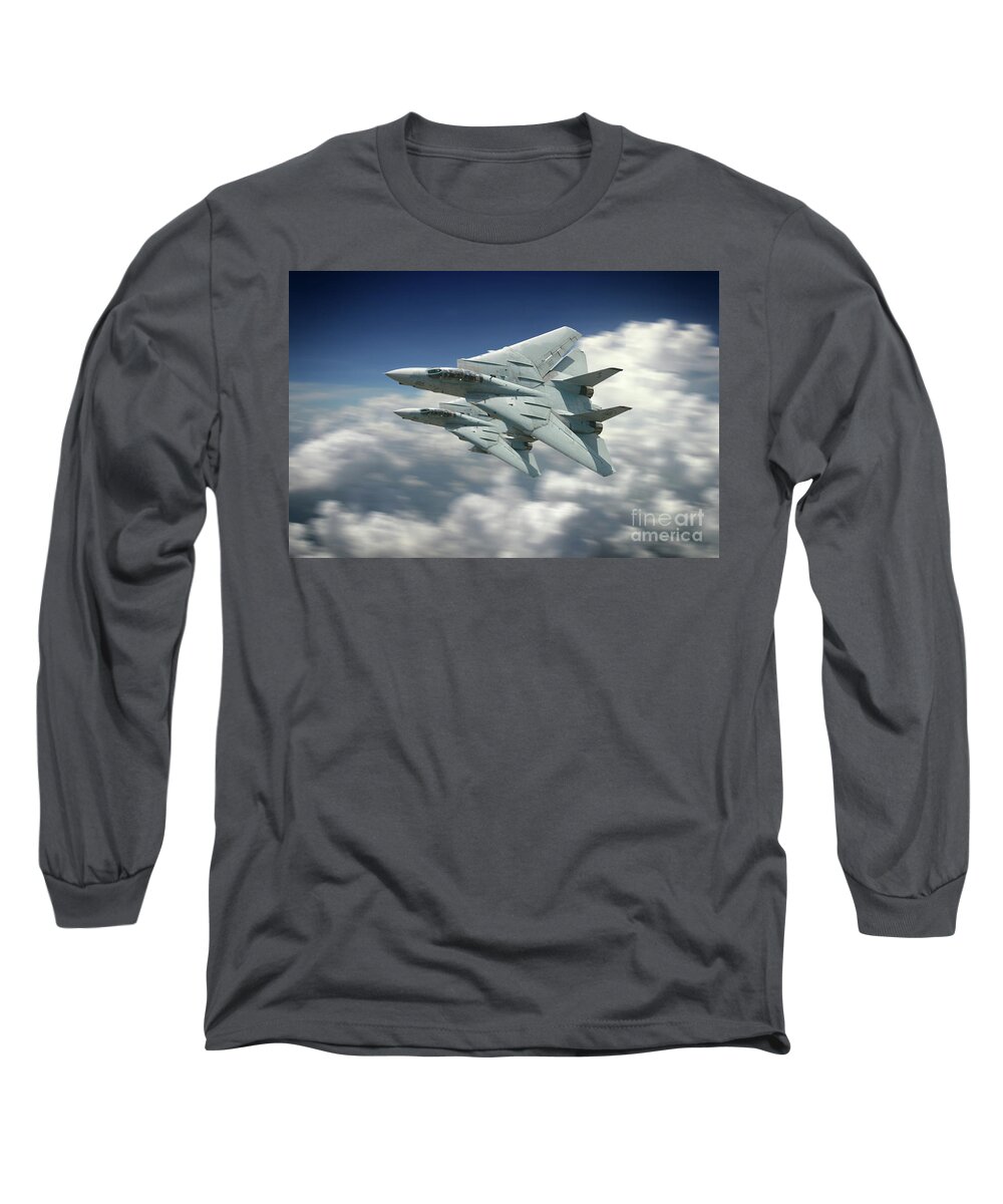 F-14 Tomcat Long Sleeve T-Shirt featuring the digital art VF-101 Grim reapers by Airpower Art