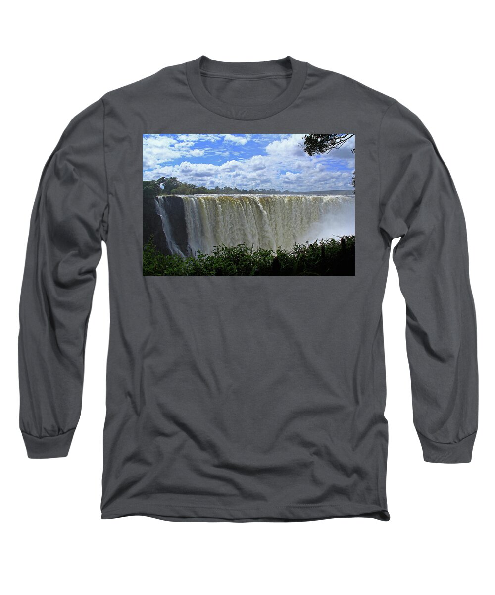 Victoria Falls Long Sleeve T-Shirt featuring the photograph Victoria Falls Zimbabwe by Richard Krebs