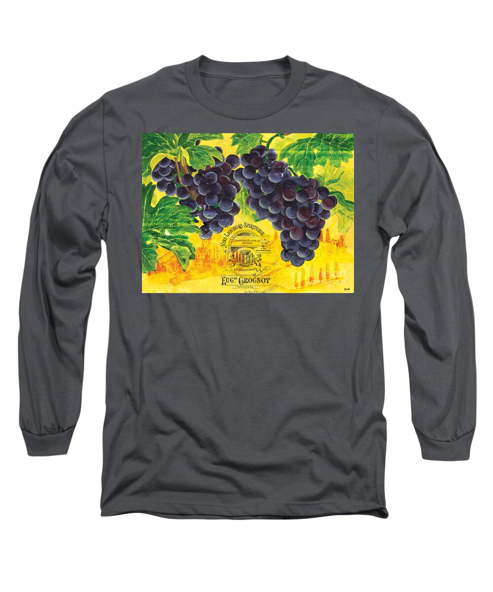 Grapes Long Sleeve T-Shirt featuring the painting Vigne De Raisins by Debbie DeWitt