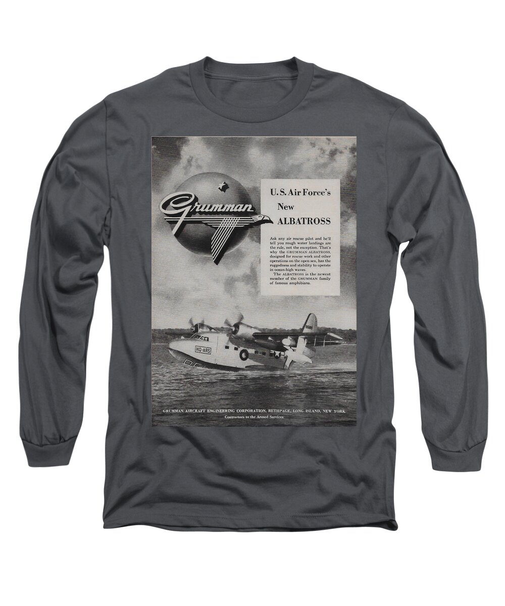 James Smullins Long Sleeve T-Shirt featuring the mixed media Vintage Grumman Albatross as 1949 by James Smullins