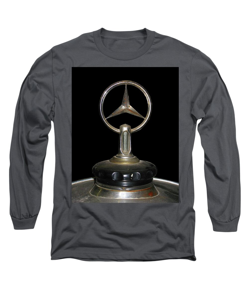 Advertising Long Sleeve T-Shirt featuring the photograph Vintage Mercedes Radiator Cap by David and Carol Kelly