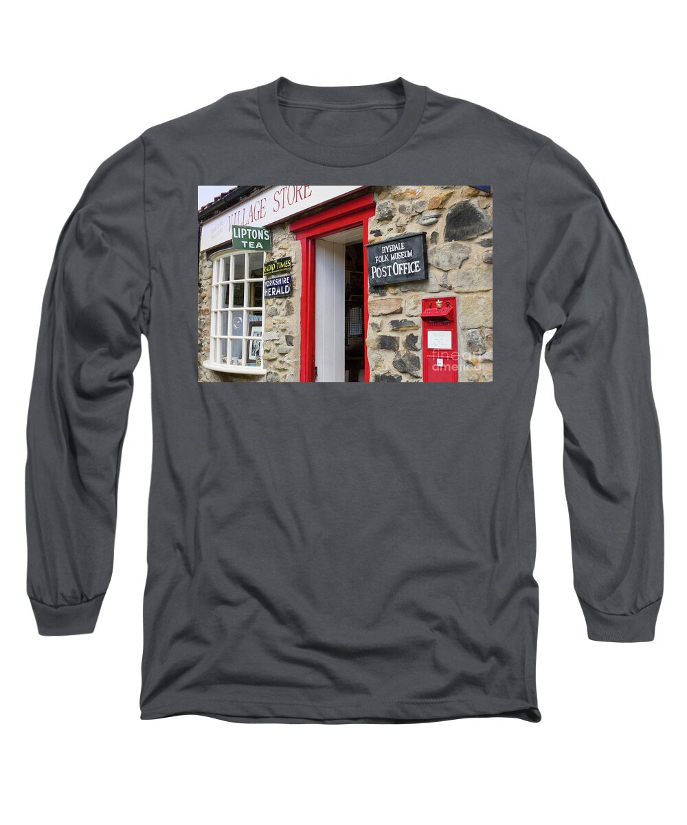 Yorkshire Long Sleeve T-Shirt featuring the photograph Vintage village store in England by Patricia Hofmeester