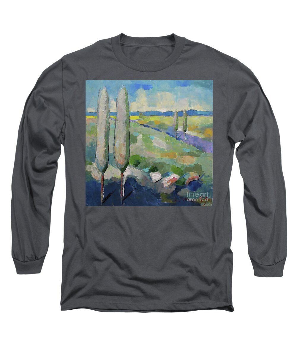 Oil Long Sleeve T-Shirt featuring the painting Visiting Town 1602 by Becky Kim
