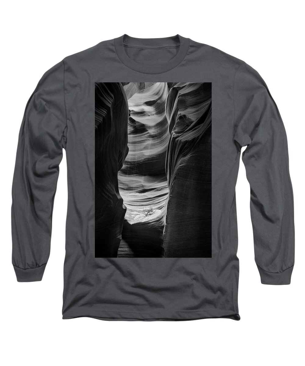 Antelope Canyon Long Sleeve T-Shirt featuring the photograph Waiting for Sunlight by Jon Glaser
