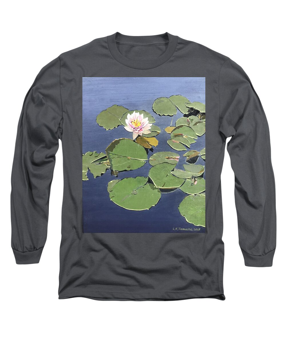 Recycled Long Sleeve T-Shirt featuring the painting Waiting Lotus by Leah Tomaino