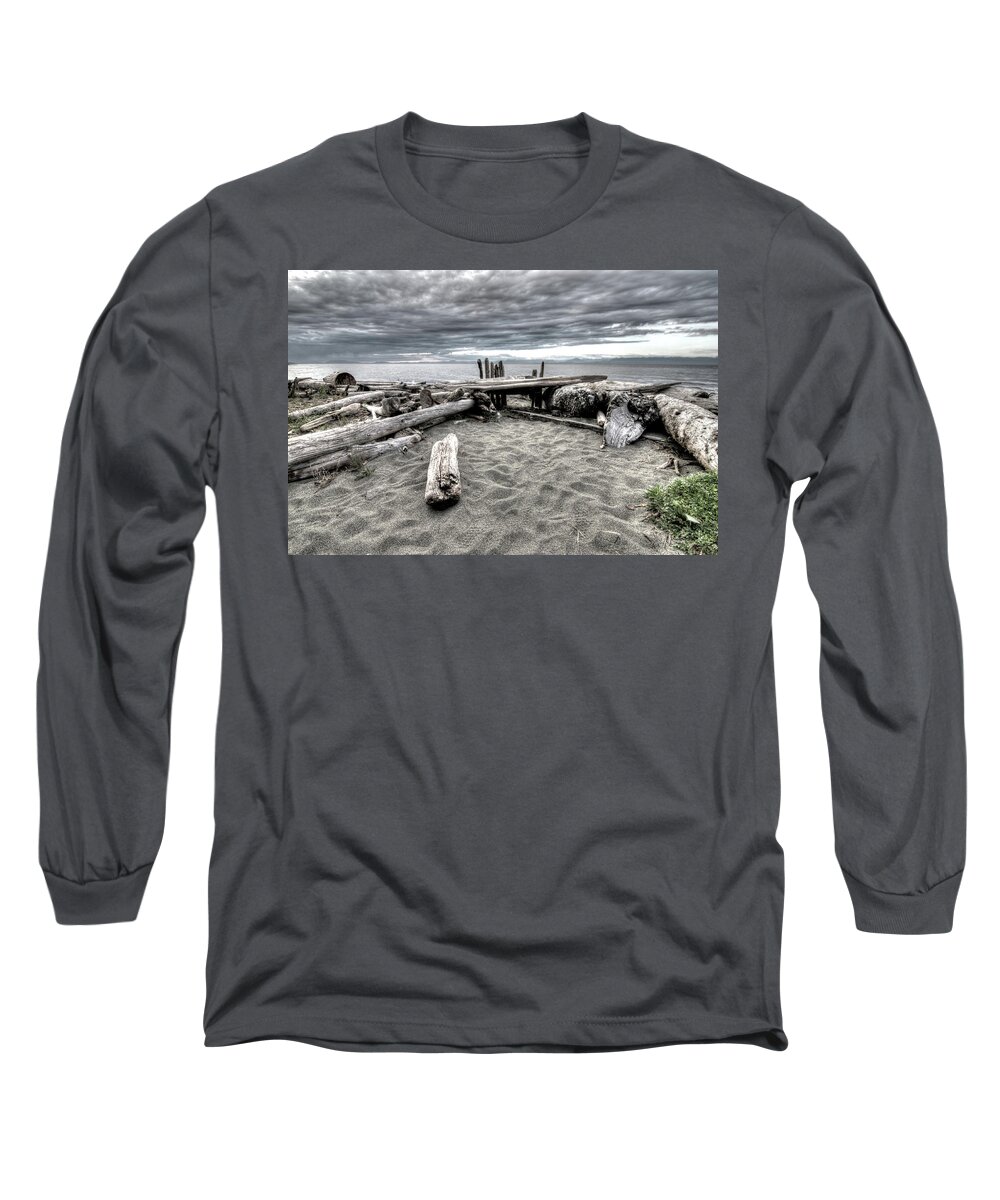 Walk Right In Long Sleeve T-Shirt featuring the photograph Sit here and Watch the Sea by Kathy Paynter