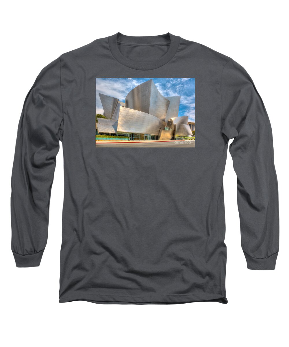 Pictured Is The Walt Disney Concert Hall At 111 South Grand Avenue In Downtown Los Angeles Long Sleeve T-Shirt featuring the photograph Walt Disney Concert Hall - Los Angeles by Jim Carrell