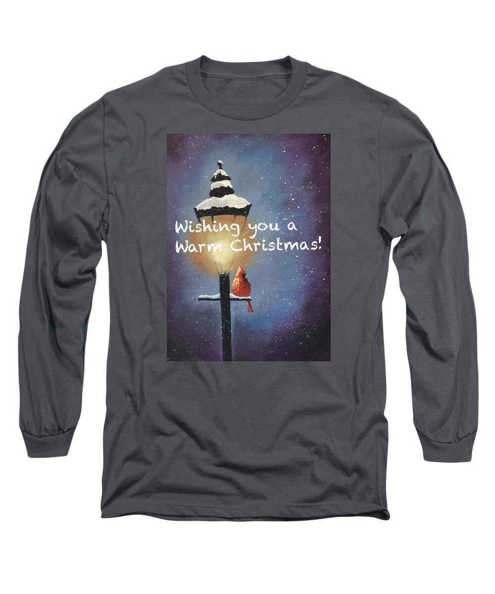 Christmas Card Long Sleeve T-Shirt featuring the painting Warm Christmas by Sharon Mick