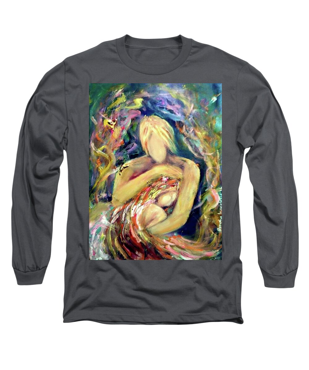  Long Sleeve T-Shirt featuring the painting Warm hug by Wanvisa Klawklean