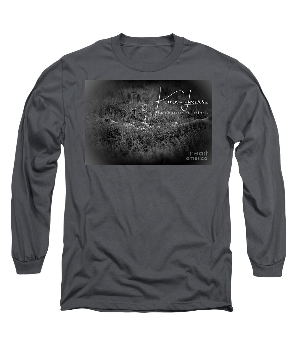 Lion Long Sleeve T-Shirt featuring the photograph Watching you watching me by Karen Lewis