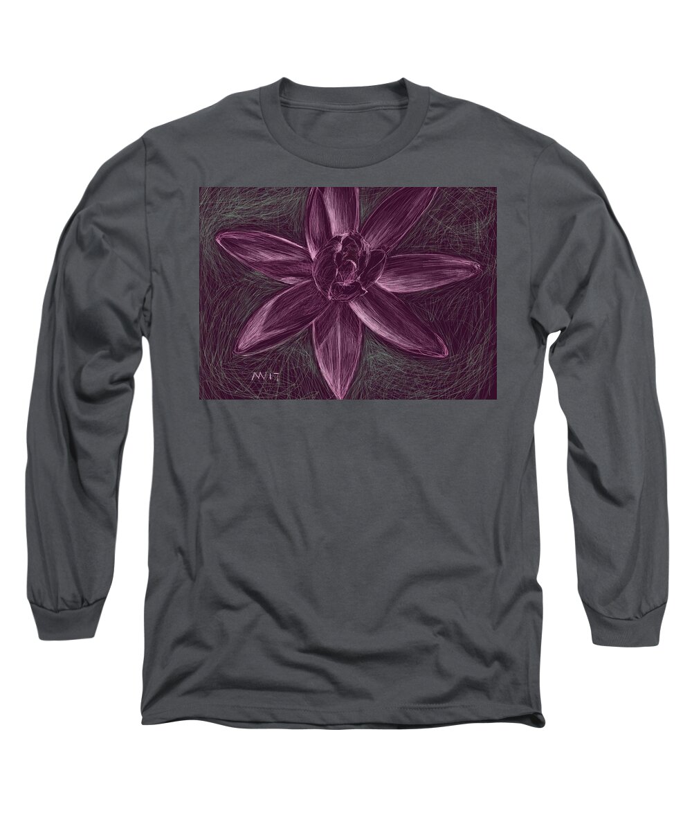 Water Lily Long Sleeve T-Shirt featuring the digital art Water Lily by AnneMarie Welsh